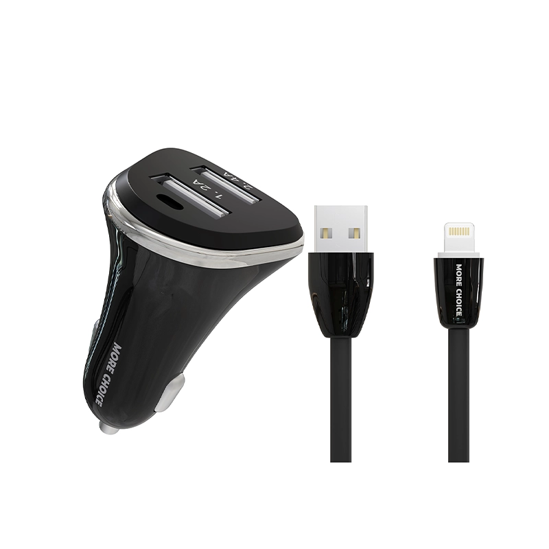 фото Автомобильное зарядное устройство more choice 2usb 2.4a для lightning 8-pin ac22i black