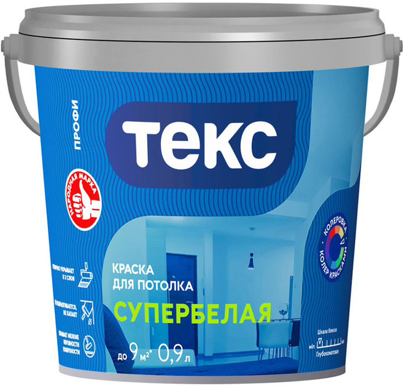 ТЕКС Для потолка краска в сухих помещениях (0,9л) КЛАСС ПРОФИ