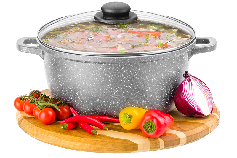 

Казан-кастрюля 3,3 л Elan Gallery Гармония вкуса Серый мрамор Индукция с крышкой D22