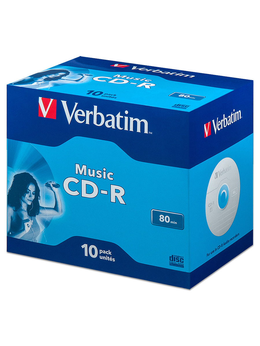 фото Диск verbatim cd-r 80min audio (music) jewel, упаковка 10 шт