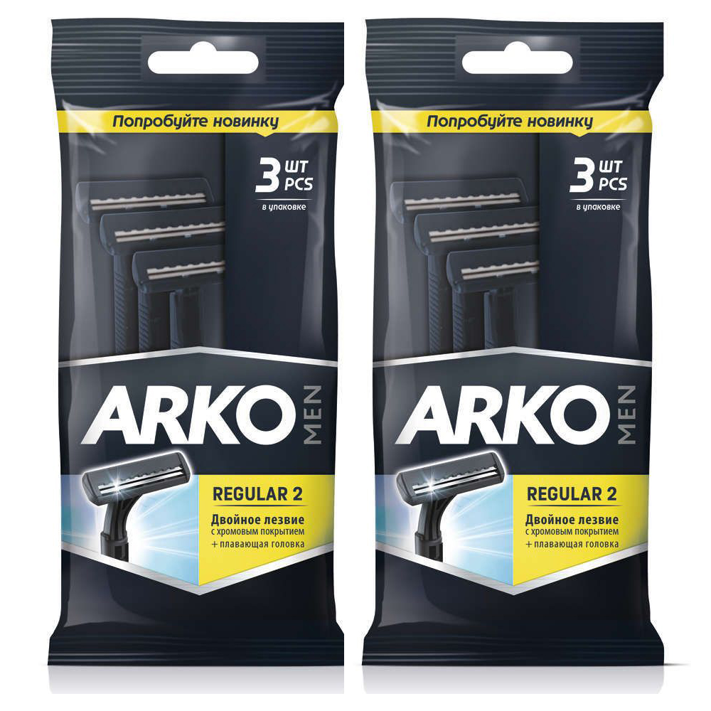 фото Arko бритвенный станок regular 2 black 3 шт, 2 уп. arko men