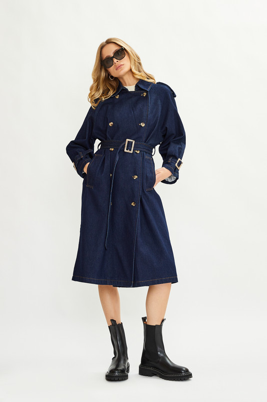 Пальто женское ElectraStyle КТ/Д/ПЛ-31036 синее 46 RU