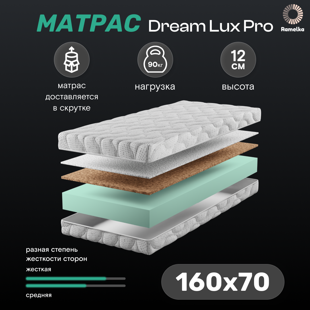 Детский матрас Ramelka Dream Lux Pro 160x70x12