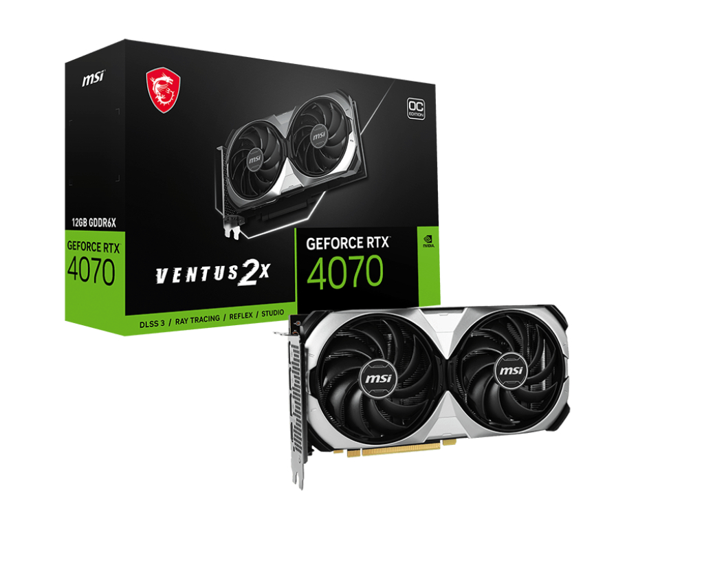 

Видеокарта MSI GeForce RTX 4070 VENTUS 2X 12G OC, Черный, GeForce RTX 4070 VENTUS 2X 12G OC