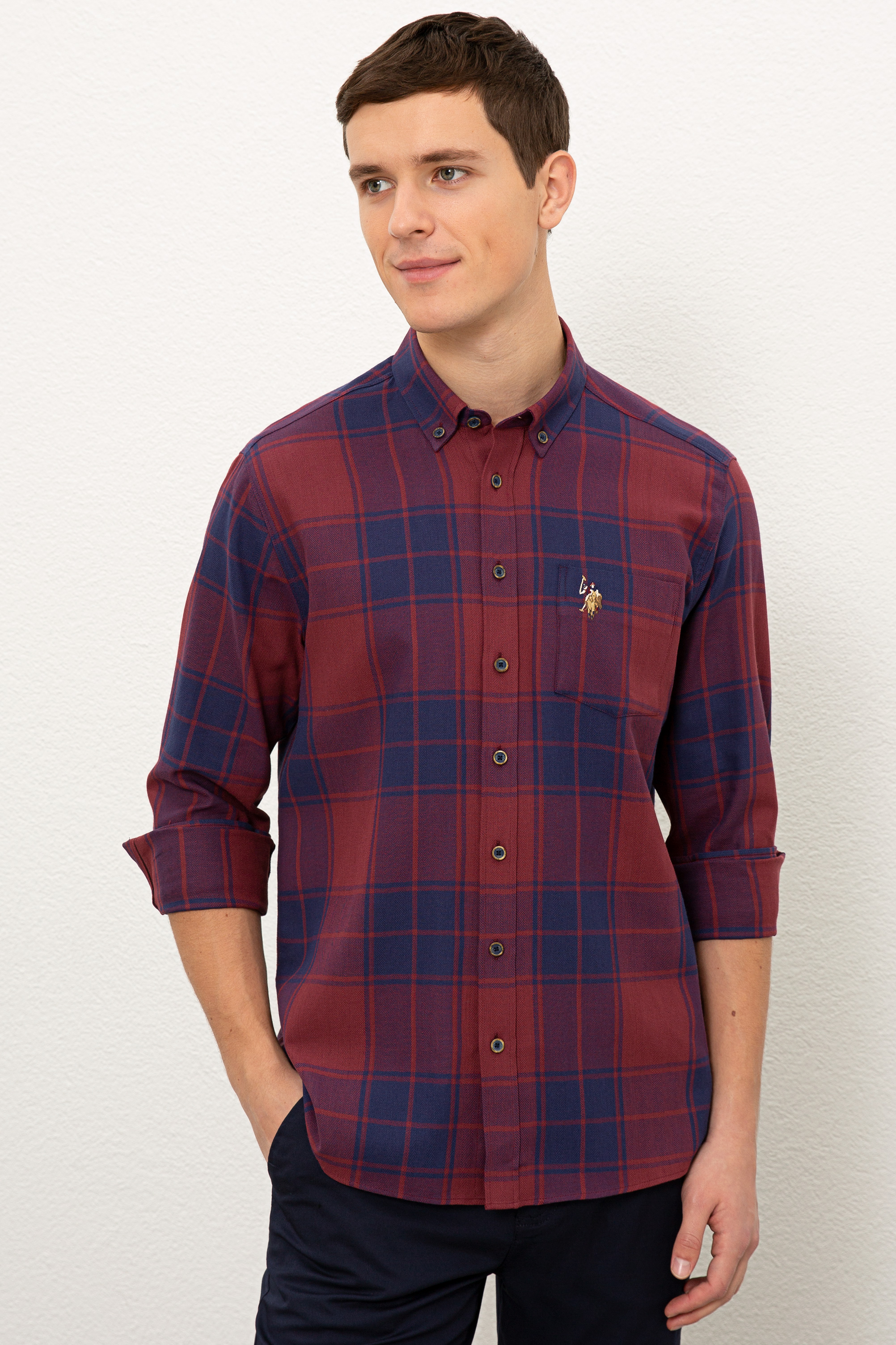 

Рубашка мужская U.S. POLO Assn. G081SZ0040WONNA бордовая M, G081SZ0040WONNA