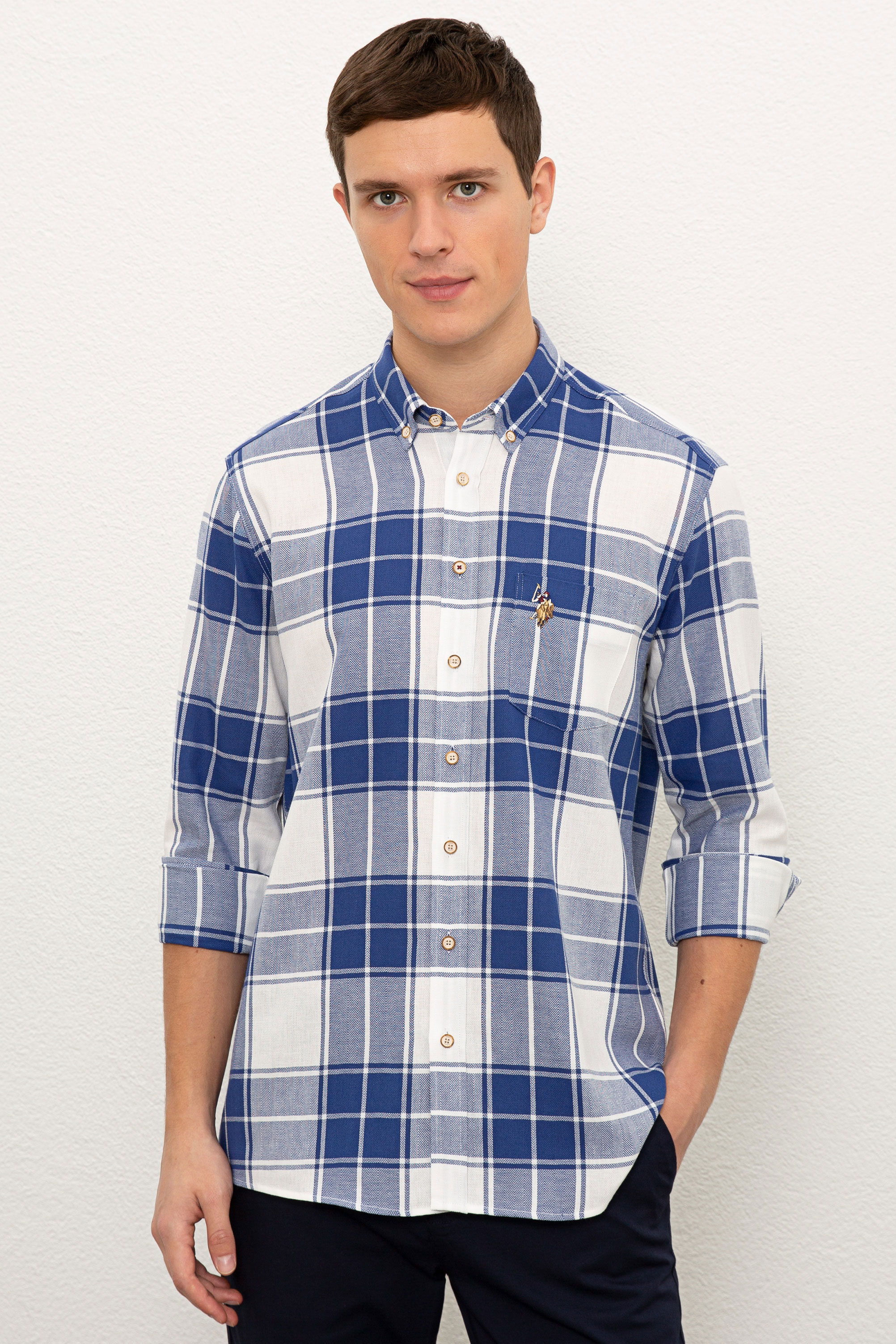 

Рубашка мужская U.S. POLO Assn. G081SZ0040WONNA синяя S, G081SZ0040WONNA