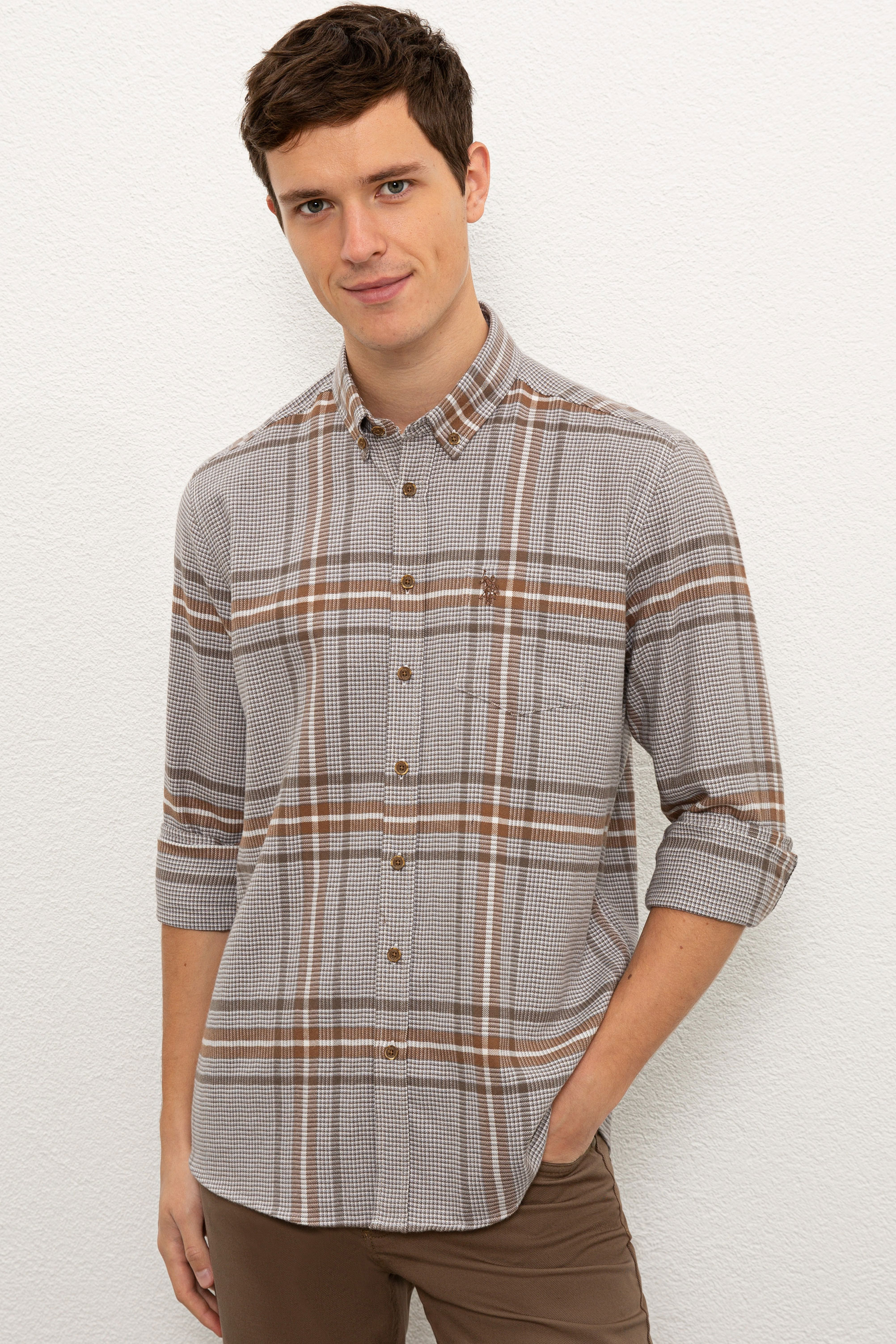 

Рубашка мужская U.S. POLO Assn. G081SZ0040TAMPER серая L