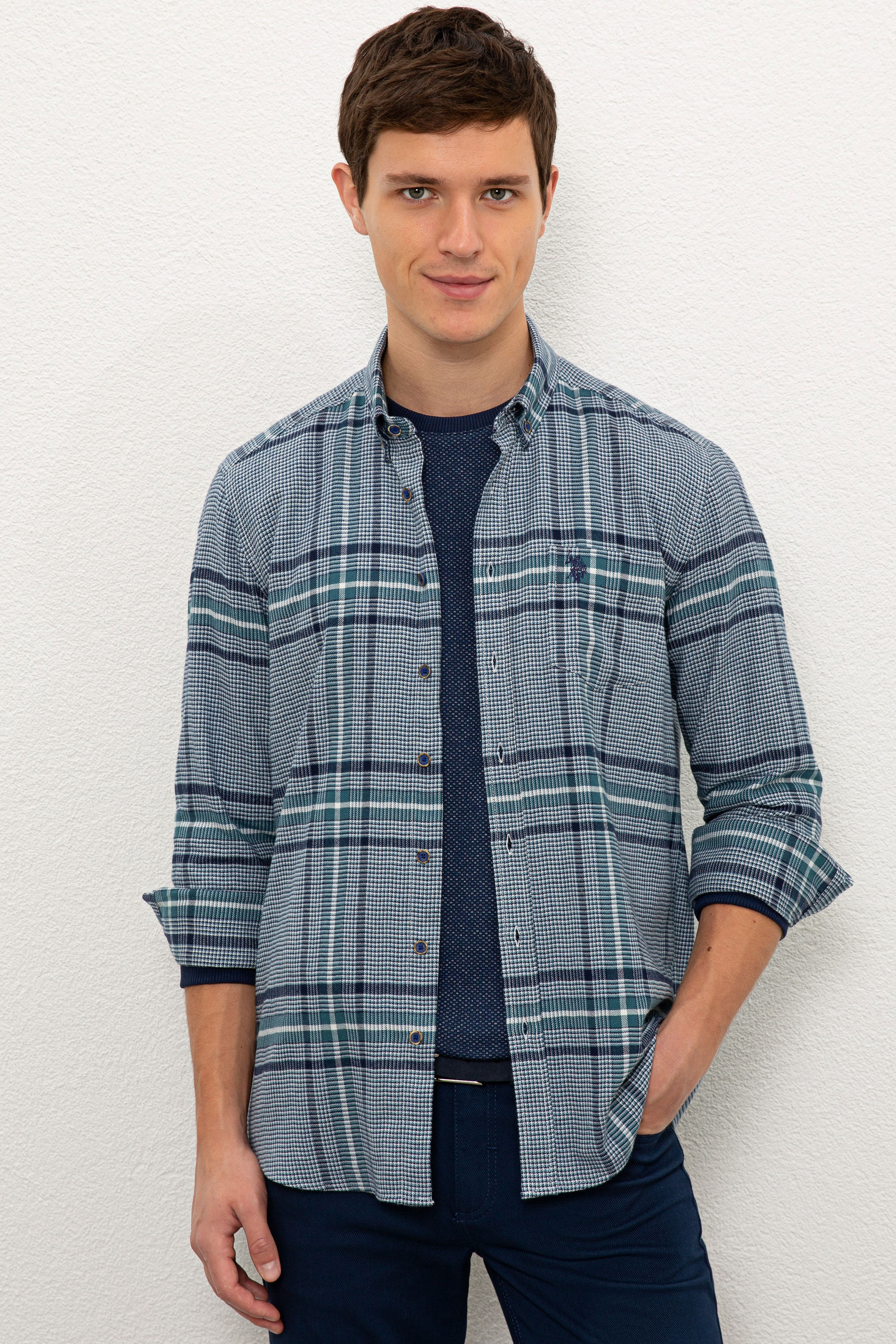 

Рубашка мужская U.S. POLO Assn. G081SZ0040TAMPER синяя L, G081SZ0040TAMPER