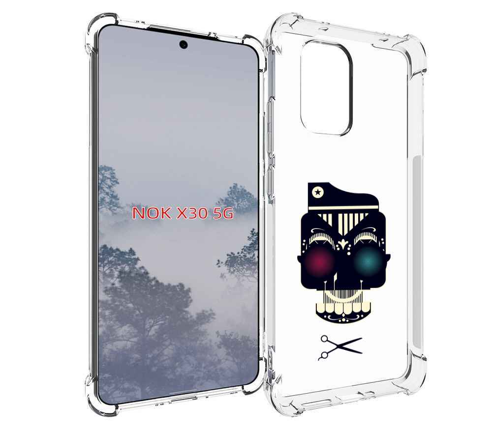 

Чехол MyPads черно белый скелет с яркими глазами для Nokia X30 5G, Tocco