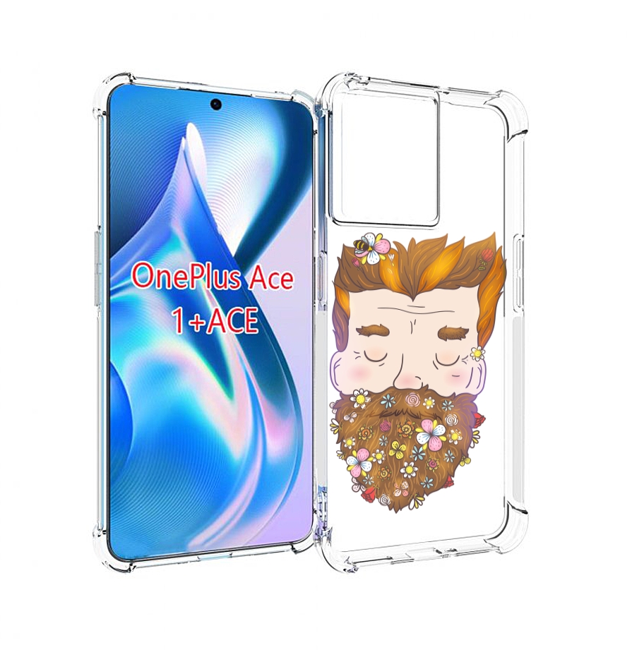 Чехол MyPads мужчина с цветами в бороде для OnePlus Ace