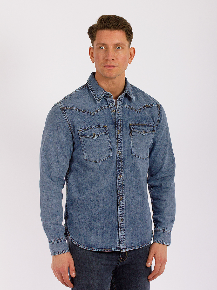 Джинсовая рубашка мужская DAIROS GD5080100 синяя 2XL