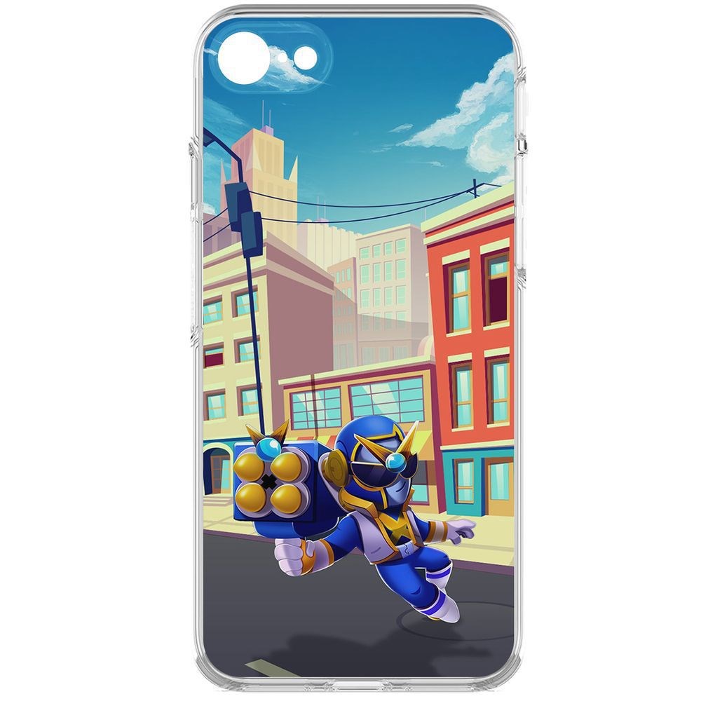 

Чехол-накладка Brawl Stars-Супер Рейнджер Брок для iPhone 7/8/SE 2020 с защитой камеры, Прозрачный