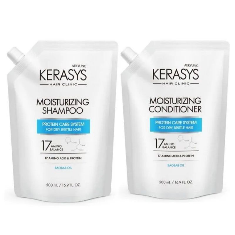 Шампунь + кондиционер kerasys moisturizing увлажнение для волос 500мл+500мл.