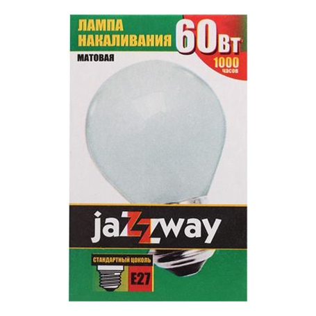 фото Лампа накаливания jazzway p45 e27 60 вт шарообразная матовая