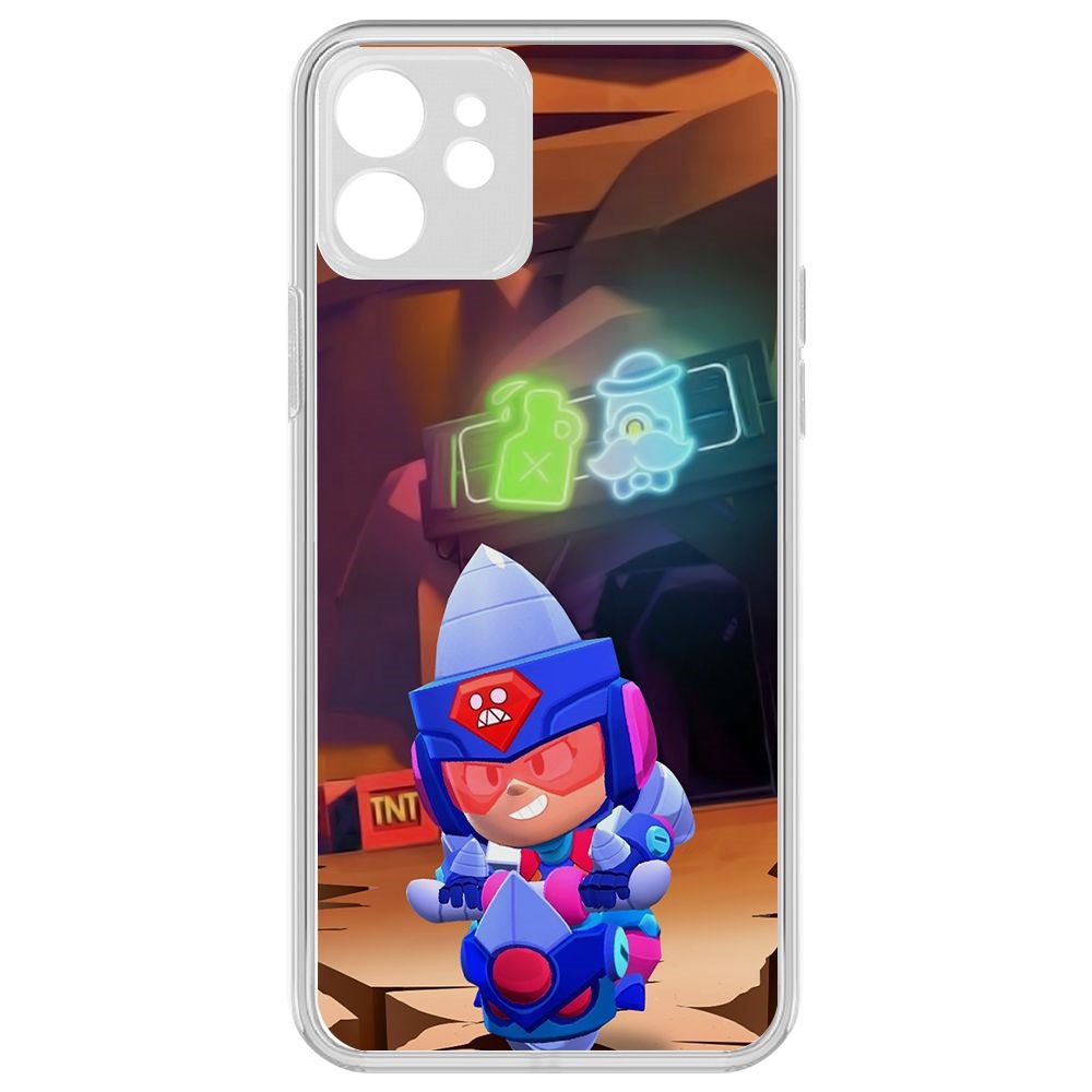 

Чехол-накладка Brawl Stars-Ультрабурильщица Джеки для iPhone 12 с защитой камеры, Прозрачный