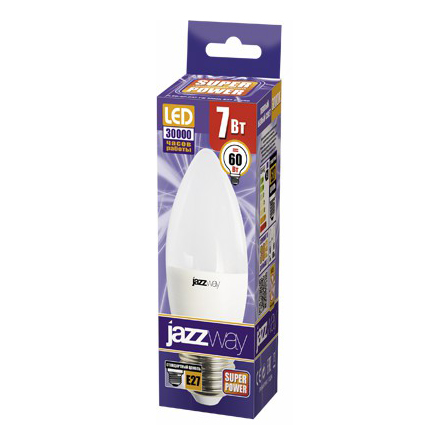 Лампа Jazzway светодиодная E27 Свеча теплый белый