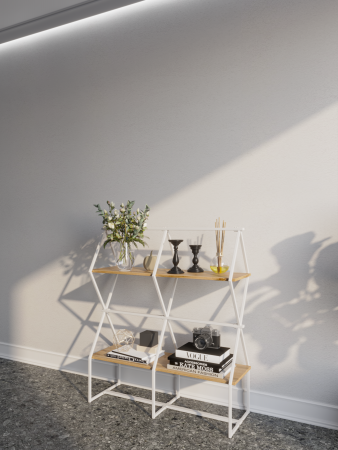

Стеллаж KM LOFT Ромбо СтМ белый/дуб вотан лофт для дома в гостинную перегородка, KM56