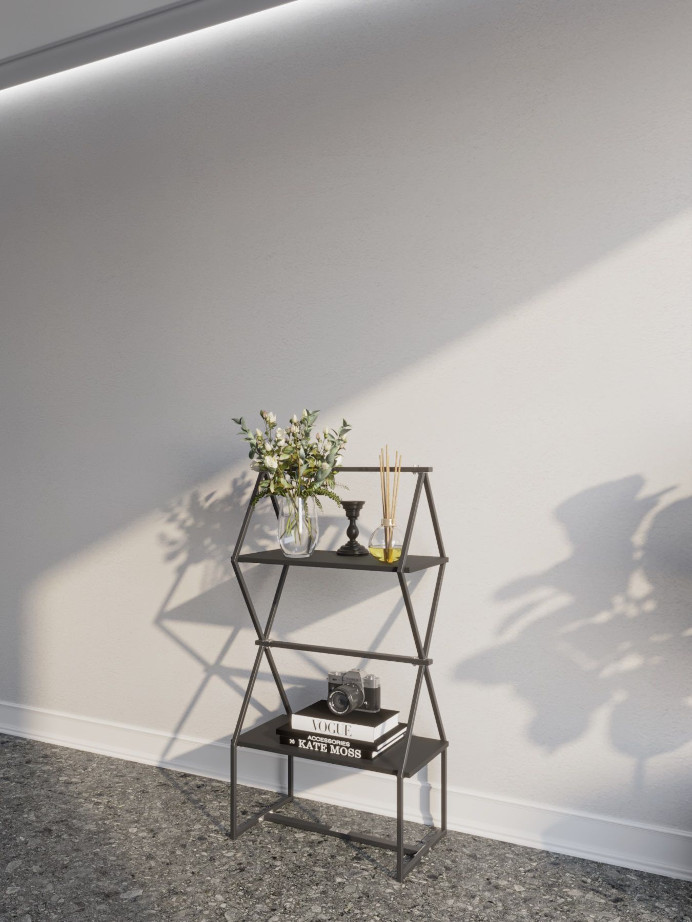

Стеллаж KM LOFT Ромбо СтSM черный/черный лофт для дома в гостинную перегородка, KM57
