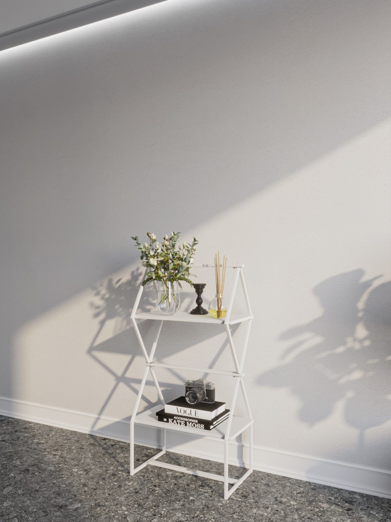 

Стеллаж KM LOFT Ромбо СтSM белый/белый лофт для дома в гостинную перегородка, KM57