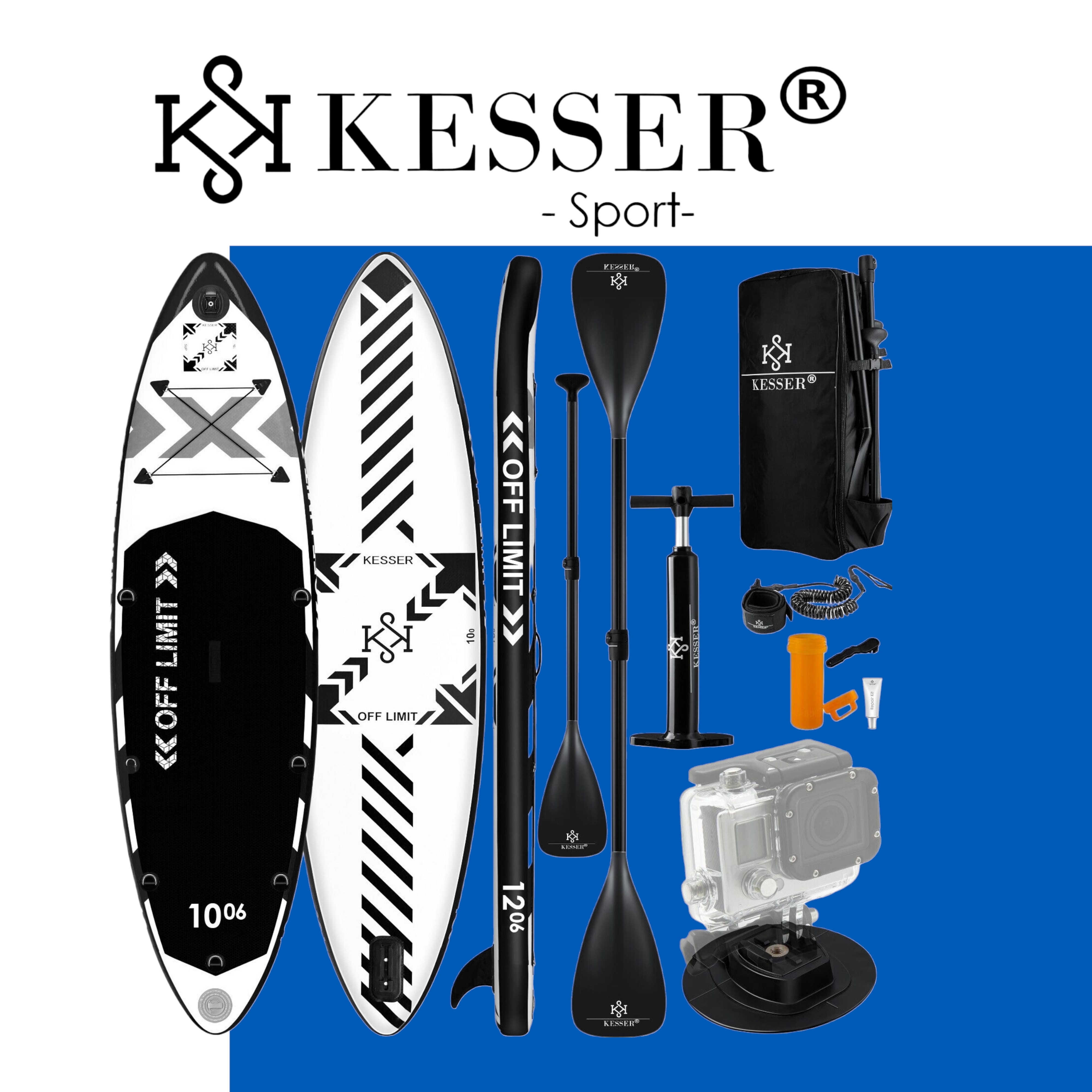 Сапборд-каяк Kesser Wave Black 366х77х15 см черно-белый