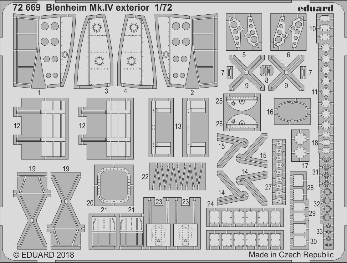

Фототравление Eduard 72669 Blenheim Mk IV экстерьер 1/72