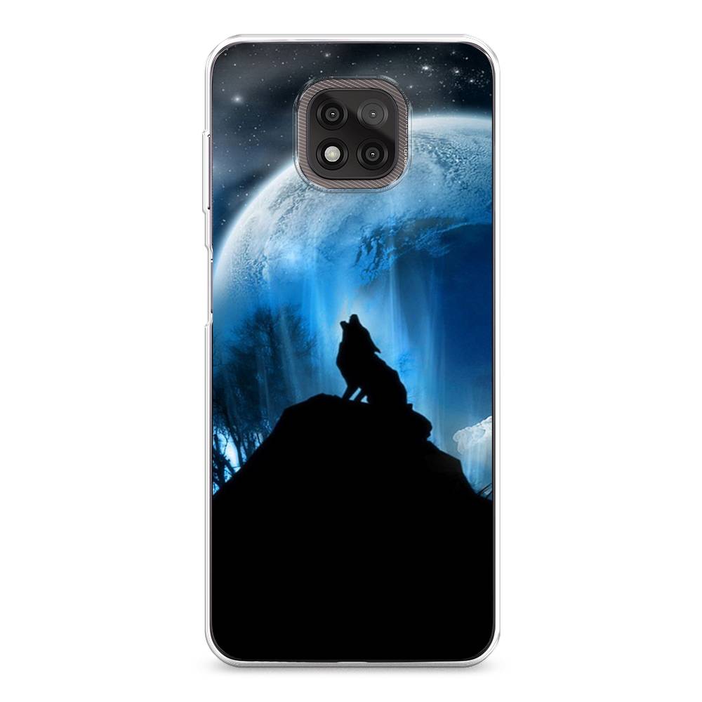 

Чехол на Motorola Moto G Power 2021 "Волк 2", Синий;черный;белый, 242750-1