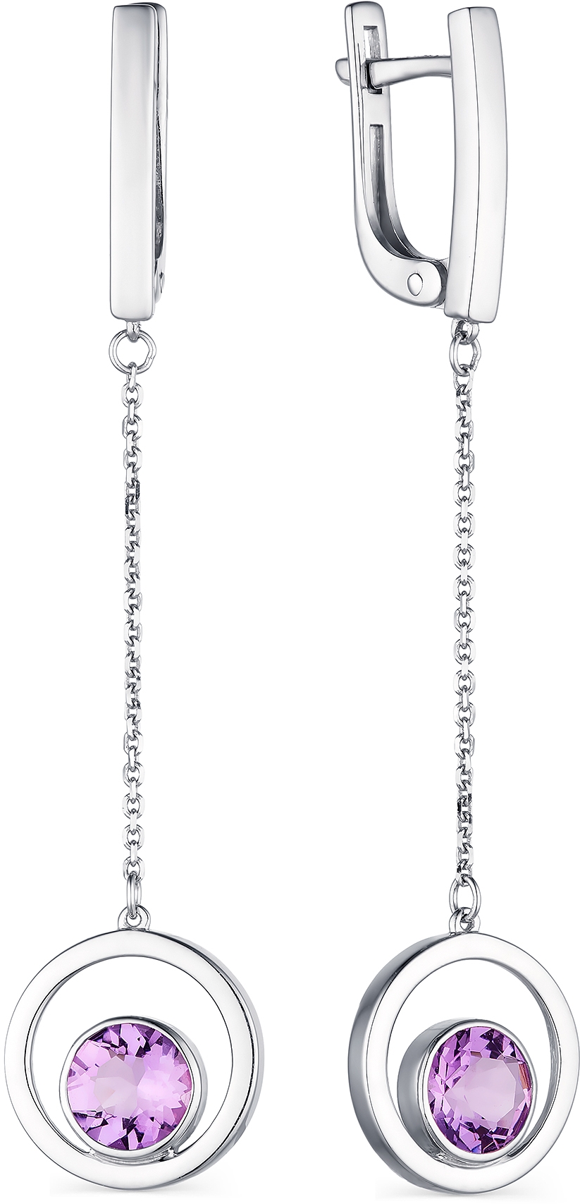 

Серьги женские из серебра АЛЬКОР 02-1772, аметист, 02-1772