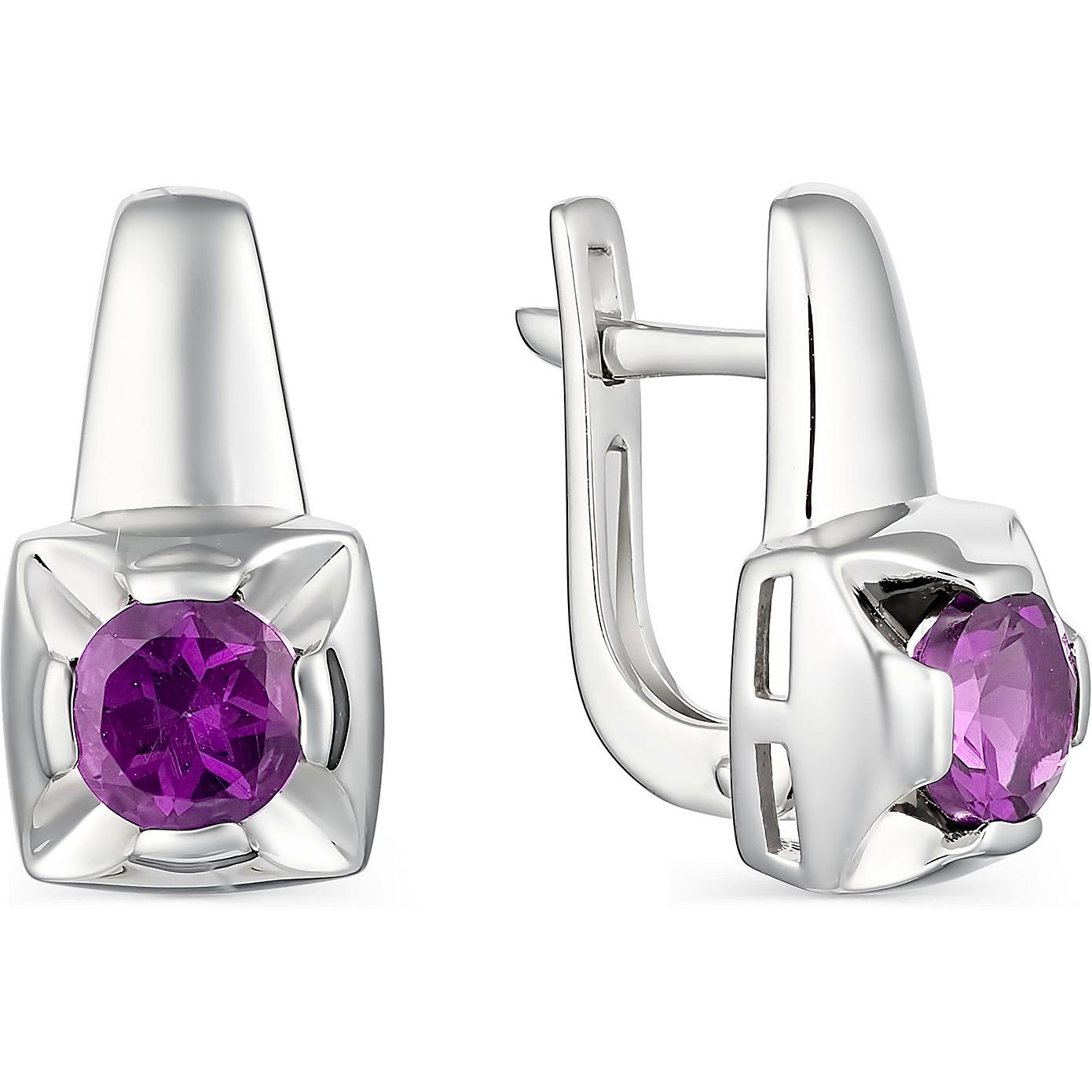 

Серьги женские из серебра АЛЬКОР 02-0812, аметист, 02-0812