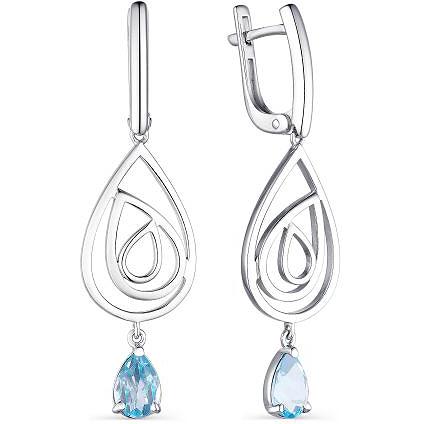 

Серьги женские из серебра АЛЬКОР 02-1737, топаз, 02-1737