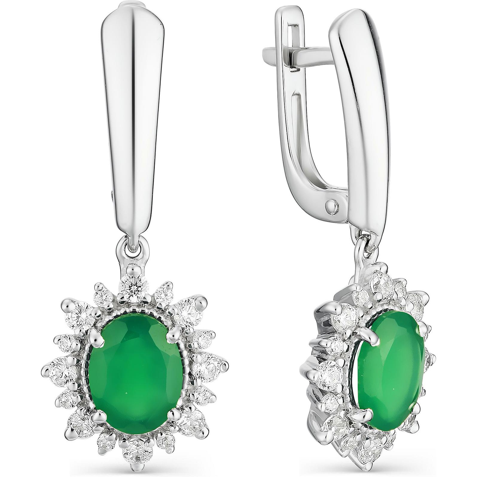 

Серьги женские из серебра АЛЬКОР 02-1163, фианит/агат, 02-1163