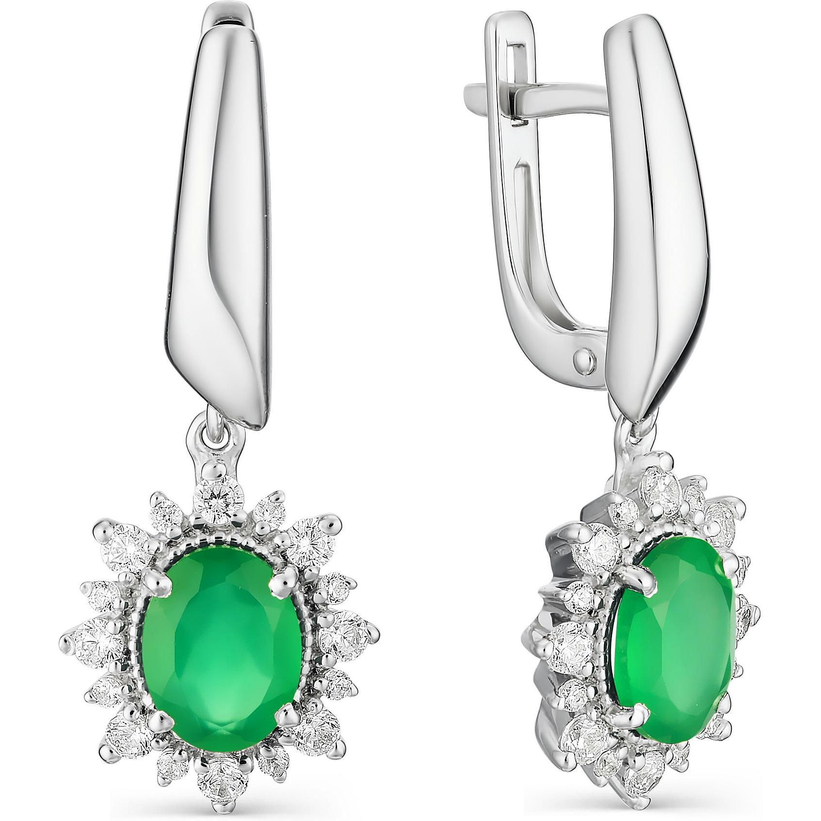 

Серьги женские из серебра АЛЬКОР 02-1167, агат/фианит, 02-1167