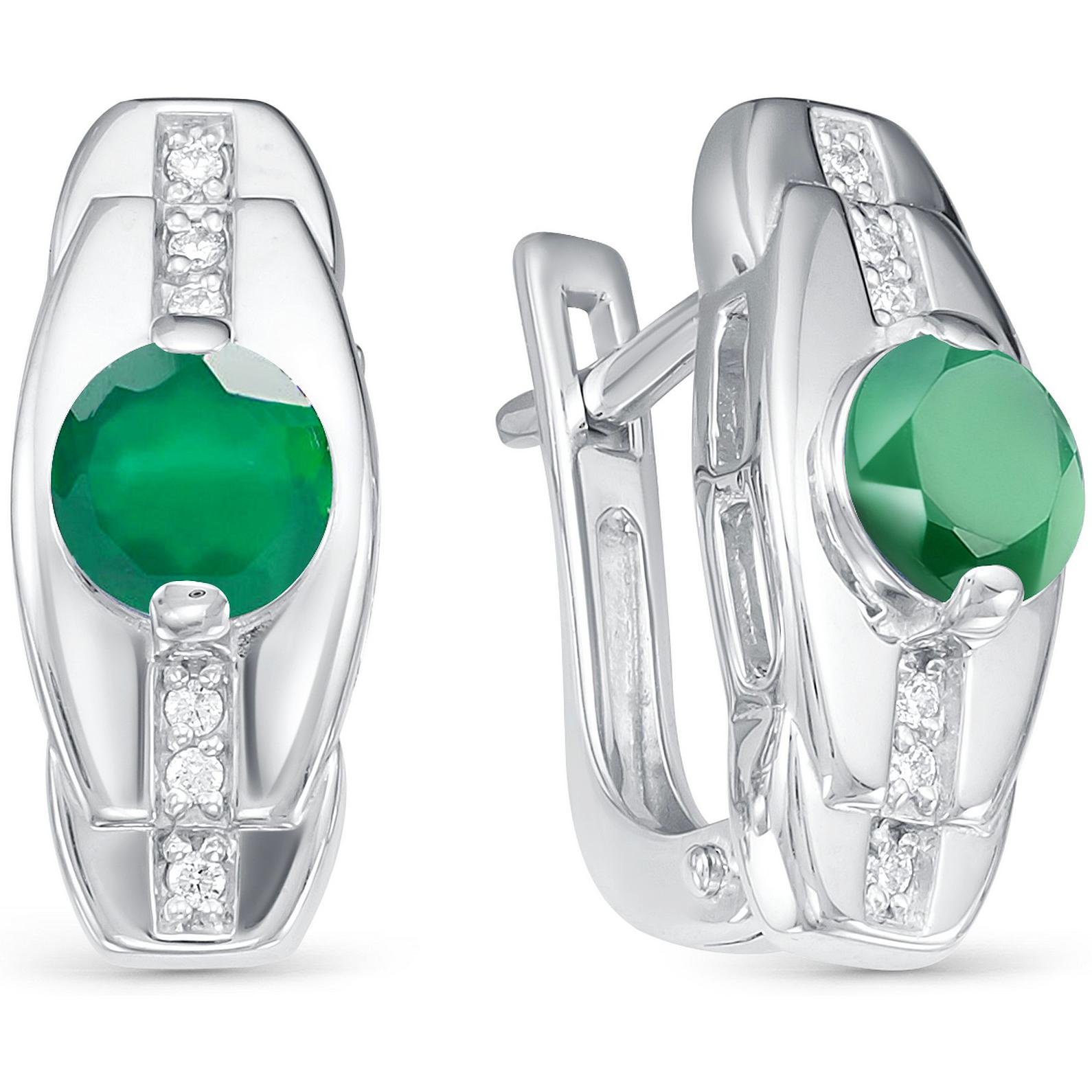 

Серьги женские из серебра АЛЬКОР 02-1046, агат/фианит, 02-1046
