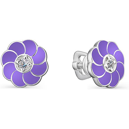 

Серьги женские из серебра АЛЬКОР 02-1303, фианит, 02-1303