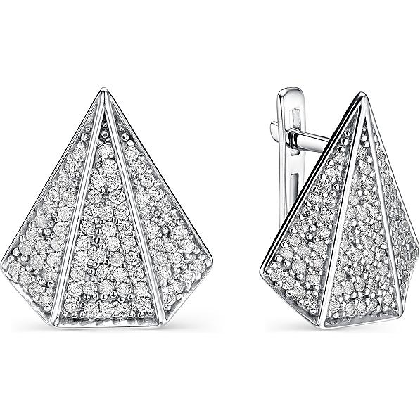 

Серьги женские из серебра АЛЬКОР 02-0707, фианит, 02-0707