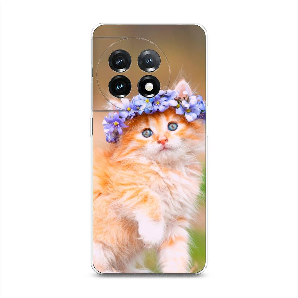 

Чехол Awog на OnePlus 11 "Рыжий кот в венке", Коричневый;синий, 153650-1