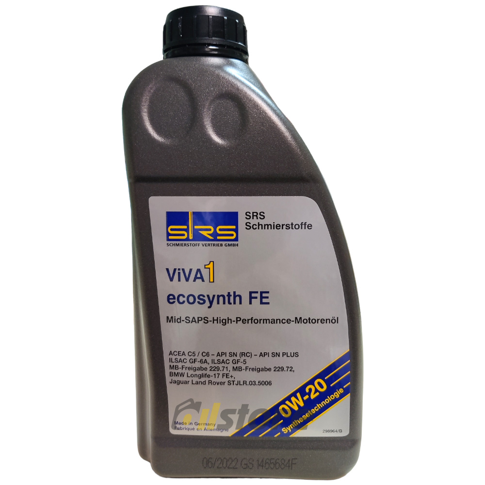 

Моторное масло SRS VIVA 1 ecosynth FE 0W-20 (1 л) ACEA C5 / C6 API SP/ SN PLUS, GF-6A/GF-5