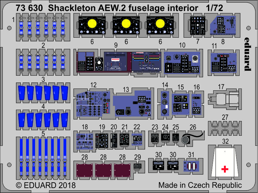 

Фототравление Eduard 73630 Shackleton AEW.2 fuselage interio 1/72, Цветной