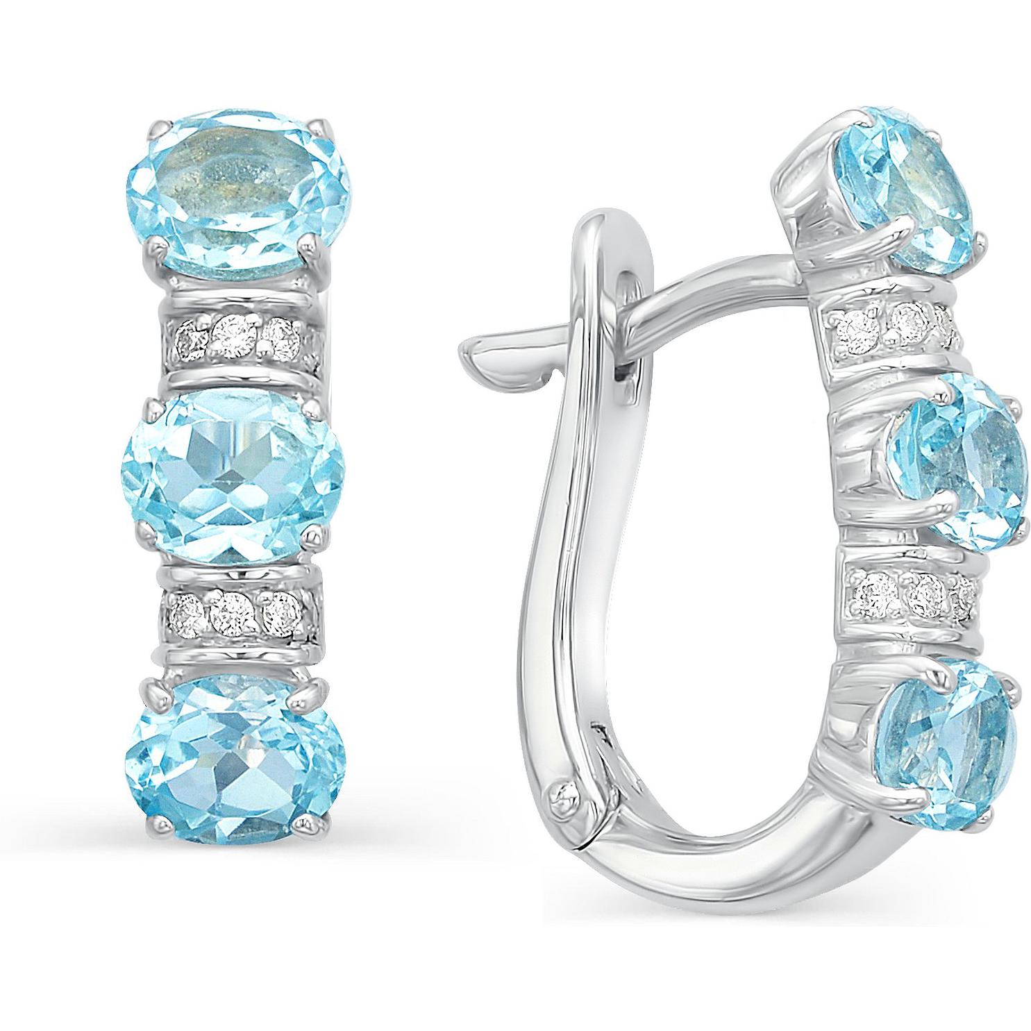 

Серьги женские из серебра АЛЬКОР 02-0263, топаз/фианит, 02-0263