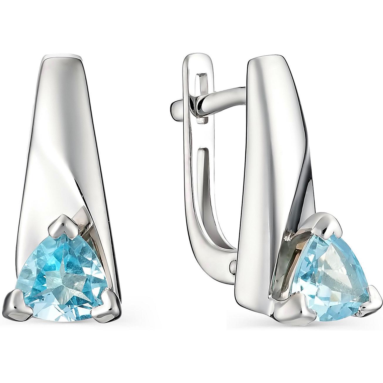 

Серьги женские из серебра АЛЬКОР 02-0813, топаз, 02-0813