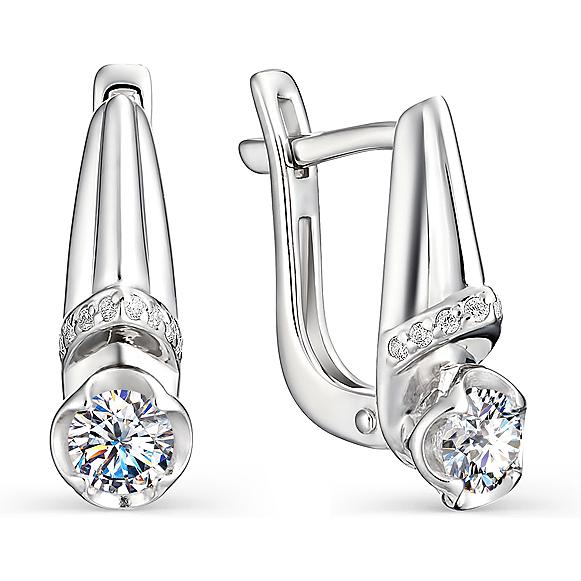 

Серьги женские из серебра АЛЬКОР 02-0886, фианит, 02-0886