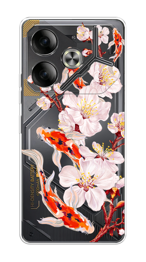 

Чехол на Tecno Pova 6 "Карпы и сакура", Оранжевый;розовый;бежевый;прозрачный, 305350-1