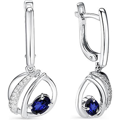 

Серьги женские из серебра АЛЬКОР 02-0773, сапфир/фианит, 02-0773