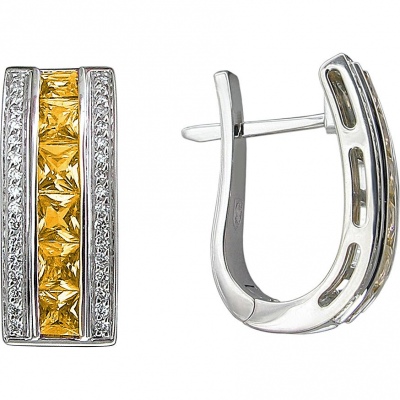 

Серьги из белого золота с бриллиантом/сапфиром Эстет 01С6211874-4, 01С6211874-4
