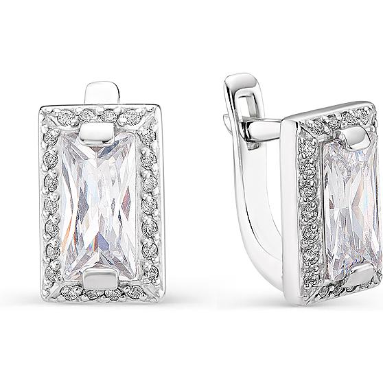 

Серьги женские из серебра АЛЬКОР 02-0753, фианит, 02-0753