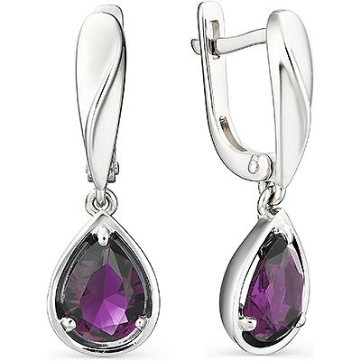 

Серьги женские из серебра АЛЬКОР 02-1127, аметист, 02-1127
