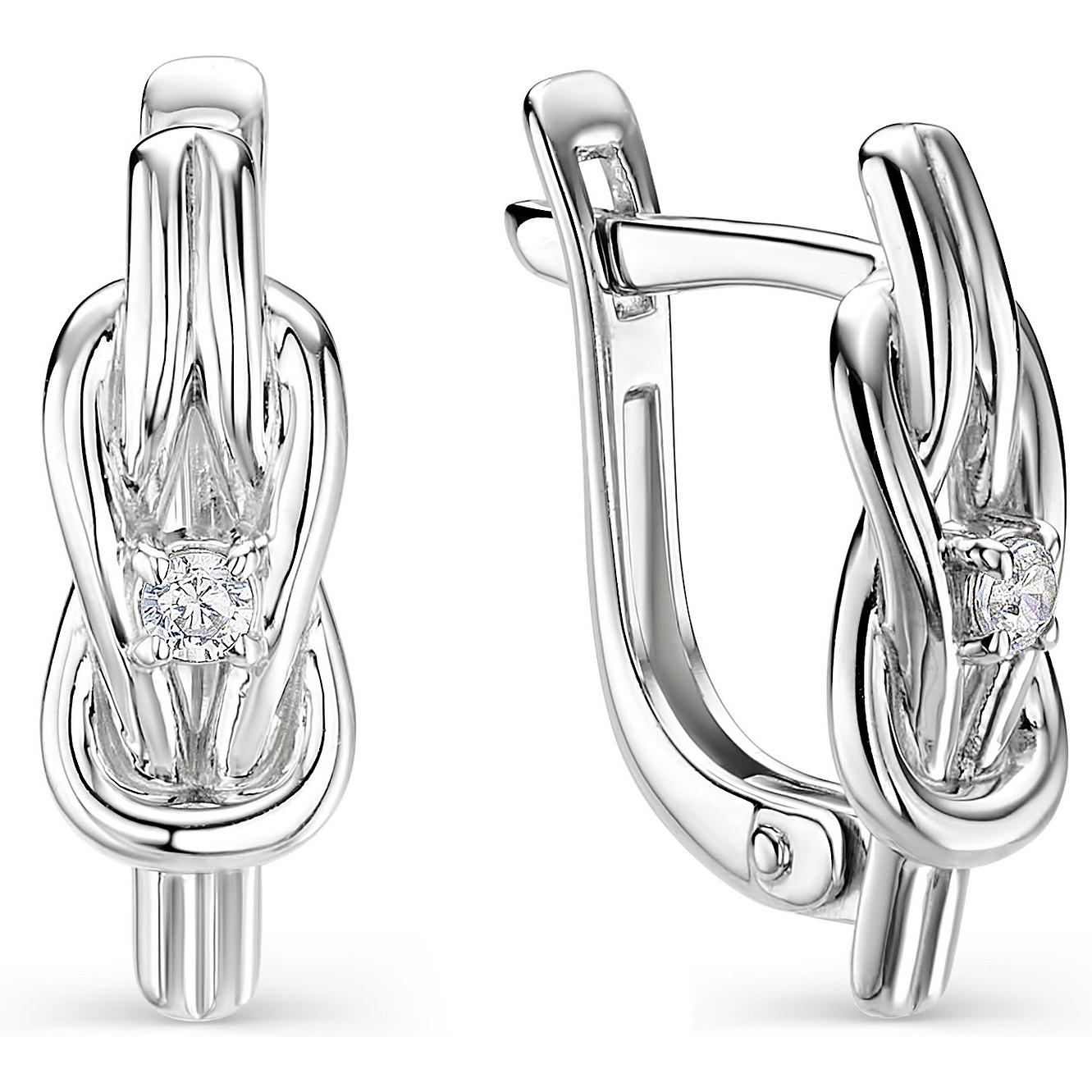 

Серьги женские из серебра АЛЬКОР 02-0573, фианит, 02-0573