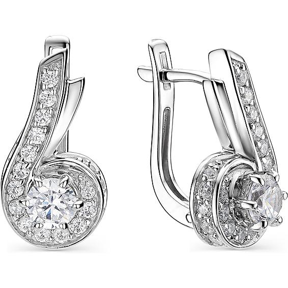 

Серьги женские из серебра АЛЬКОР 02-0785, фианит, 02-0785