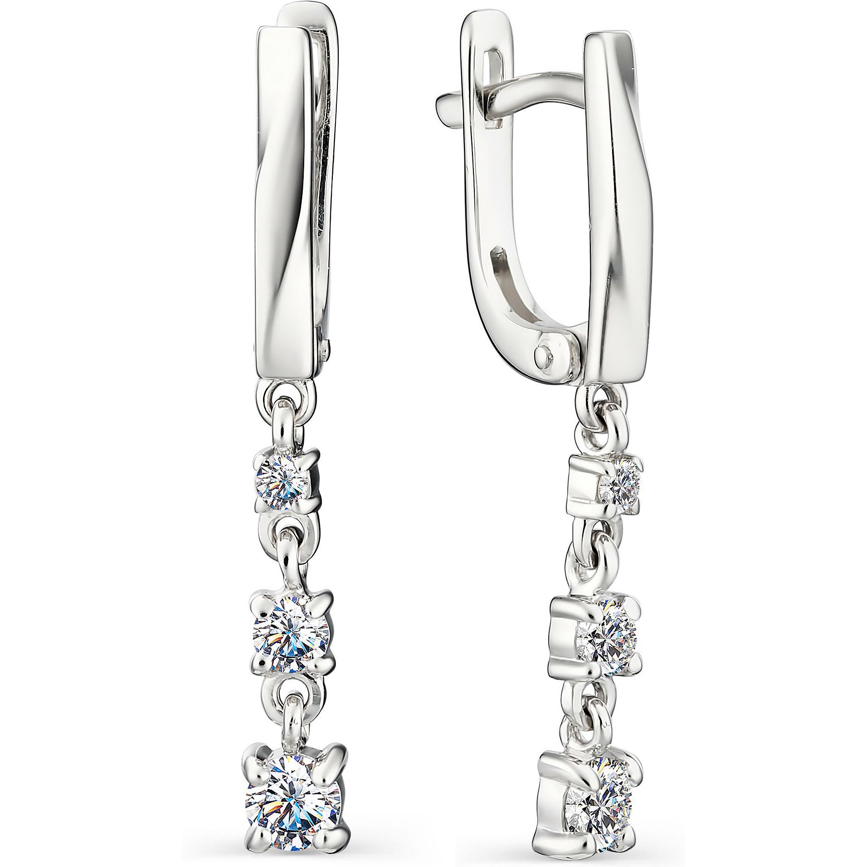 

Серьги женские из серебра АЛЬКОР 02-1113, фианит, 02-1113