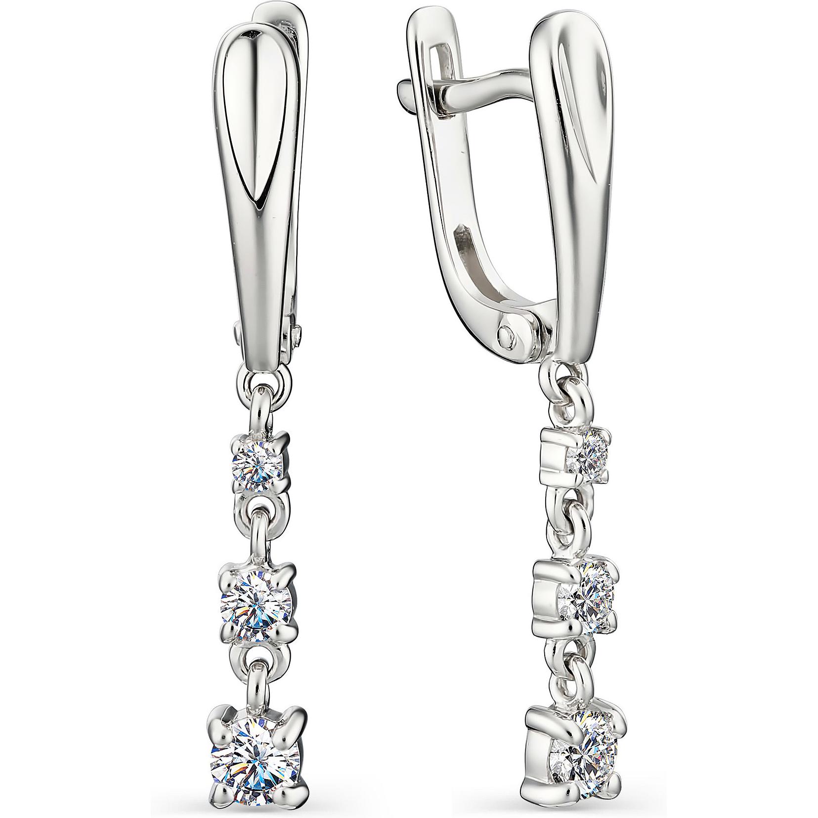 

Серьги женские из серебра АЛЬКОР 02-1111, фианит, 02-1111