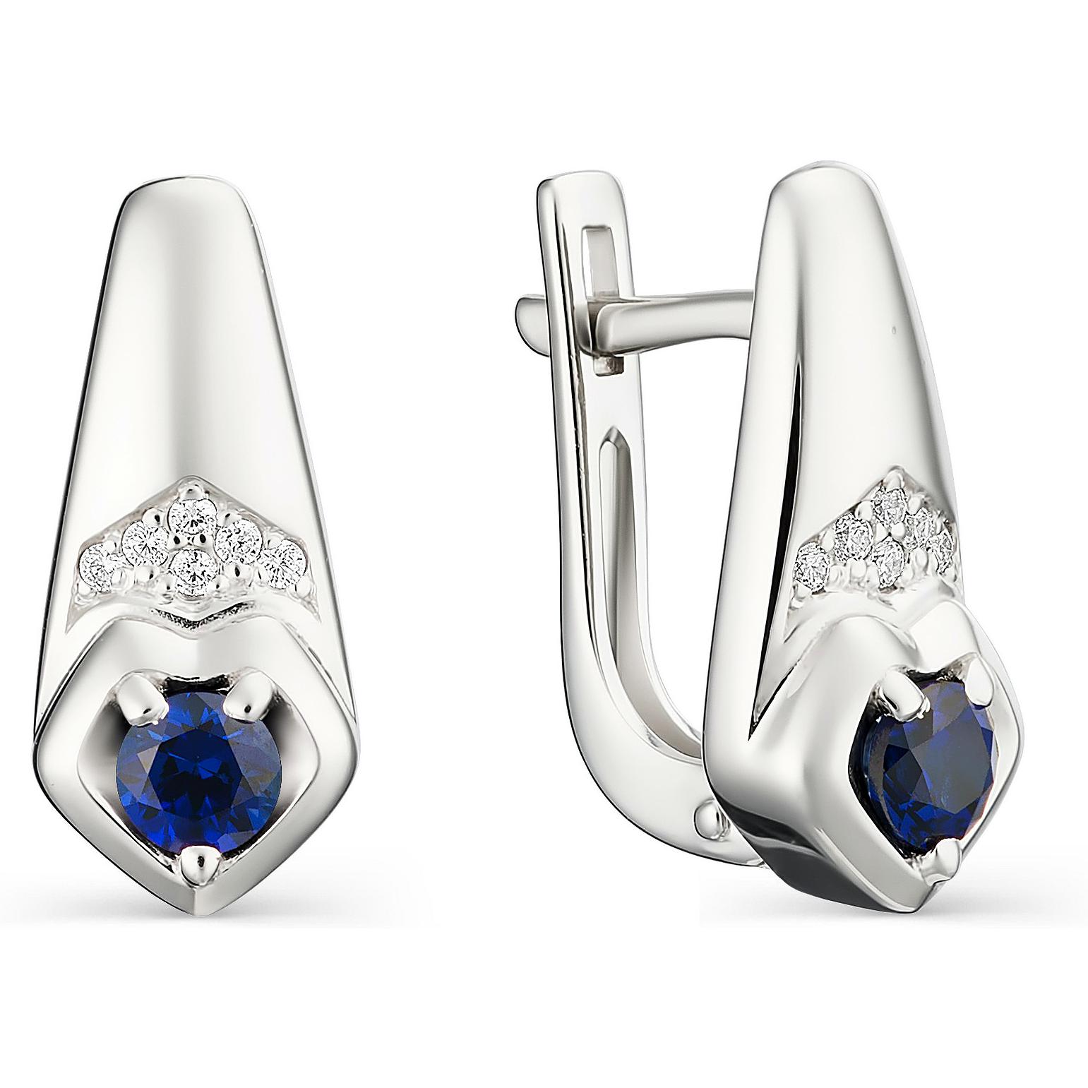 

Серьги женские из серебра АЛЬКОР 02-1081, сапфир/фианит, 02-1081